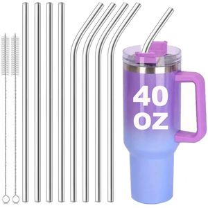 Pailles réutilisables en gros et kits de brosses de nettoyage pour bar à domicile et fêtes – Pailles en acier inoxydable 304 - Product Image 1