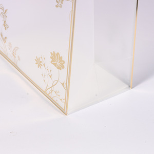 Feirui Frosted PP Tote <b>Bag</b> Gold Foil Stamping Semi Transparent Round Handle <b>Gift</b> <b>Bags</b> For Holiday Birthday Celebrations - Product Image 2