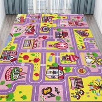 Tapis de jeu pour garçons et filles, bleu, rose, vert, tapis de grimpeur doux, tapis de jeu urbain, tapis de transport ferroviaire, décoration de bureau et de chambre d'enfant