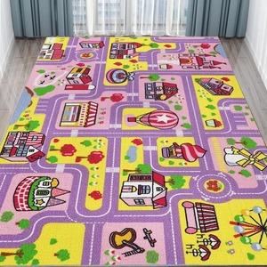 Tapis de jeu pour garçons et filles, bleu, rose, vert, tapis de grimpeur doux, tapis de jeu urbain, tapis de transport ferroviaire, décoration de <span class=keywords><strong>bureau</strong></span> et de chambre d'enfant - Product Image 2