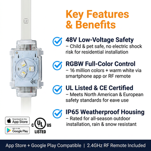 Lumières de Noël permanentes RGB de haute qualité <span class=keywords><strong>sur</strong></span> rail en aluminium adressable, 48V, contrôle intelligent par application pour la décoration de jardin - Product Image 3