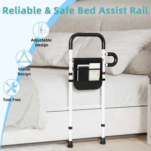 Barres de lit réglables pour la sécurité des personnes âgées, barres d'assistance au lit pour lit double, canne de lit portable pour seniors avec poche de rangement - Product Image 6