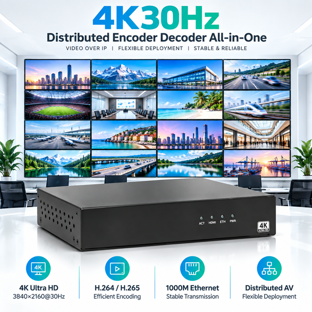 KVM Encoder Decoder All in One 4K30  Multi Decoder 16 Images Roaming Overlay RS232 IR I/O for Command and Traffic Center