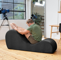 Chaise longue de yoga et d'exercice tendance avec coussin lombaire, repose-pieds et poche latérale