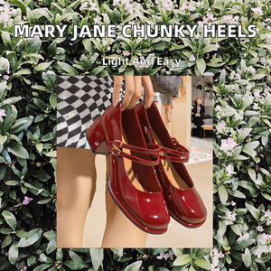 Chaussures habillées pour femmes à talons mi-hauts, style Mary Jane, en cuir verni rouge, avec bride à boucle, pour mariage et soirée - Product Image 2