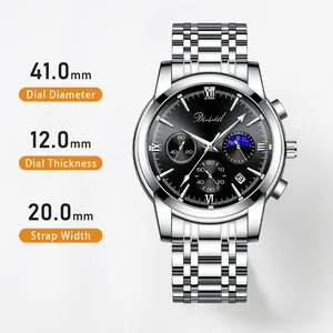 DIZIZID Hot Selling Men's Quartz Wristwatch Waterproof Luminous Calendar Clock Business Stainless Steel Watch For Men