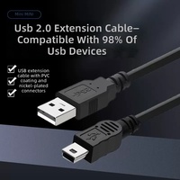 Câble d'extension USB 2.0, câble d'extension mini USB, câble de données mini 5 broches de type T avec noyau en ferrite pour transfert de données