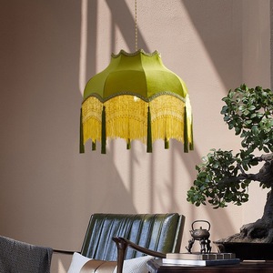 Lustre LED <span class=keywords><strong>en</strong></span> <span class=keywords><strong>tissu</strong></span> vintage à pampilles de style français, <span class=keywords><strong>suspension</strong></span> <span class=keywords><strong>en</strong></span> cuivre <span class=keywords><strong>pour</strong></span> salon, <span class=keywords><strong>chambre</strong></span>, bureau, salle à manger - Product Image 3