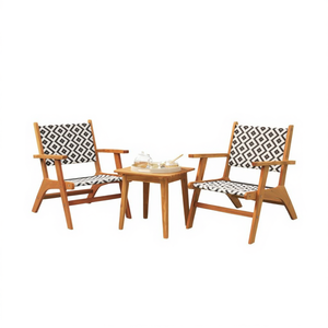 Ensemble bistro 3 pièces en bois d'acacia massif, mobilier de jardin extérieur, design contemporain, résistant aux intempéries - Product Image 1