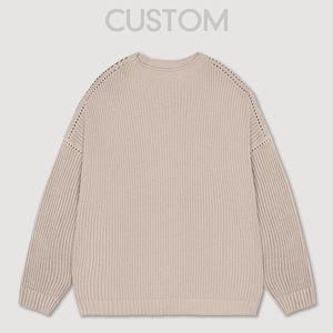 Beige Hesayep usine en gros femmes à la mode surdimensionné gros tricot <span class=keywords><strong>pull</strong></span> <span class=keywords><strong>pull</strong></span> à manches chauve-souris <span class=keywords><strong>pull</strong></span> haut pour vêtements d'hiver - Product Image 4