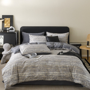Produits les plus vendus 2025 Ensemble de literie minimaliste rayé confortable en coton 100% de style nordique pour lit Queen King Size Utilisation à domicile Chambre à coucher - Product Image 5