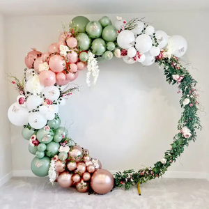 Arche de mariage, décoration de <span class=keywords><strong>cercle</strong></span>, fond en métal <span class=keywords><strong>doré</strong></span> blanc, décoration de mariage, fond de photomaton - Product Image 4
