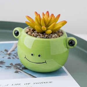 Minimaceta <span class=keywords><strong>de</strong></span> cerámica con forma <span class=keywords><strong>de</strong></span> animal <span class=keywords><strong>de</strong></span> <span class=keywords><strong>rana</strong></span>, plantas suculentas artificiales para decoración <span class=keywords><strong>de</strong></span> jardín - Product Image 3