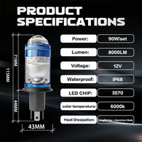 Ampoule de phare LED haute performance pour moto, compatible universel H4 H7 H11, blanc xénon, étanche IP68, système de refroidissement