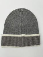 Bonnet en tricot côtelé à rayures contrastées avec logo brodé en 3D, unisexe, chaud, décontracté, pour l'hiver