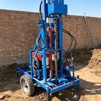 Foreuse mobile pour puits d'eau Diesel 22 CV 150 m avec boîte de vitesses, poids 550 kg, diamètre de forage 75-300 mm pour le forage de puits portables