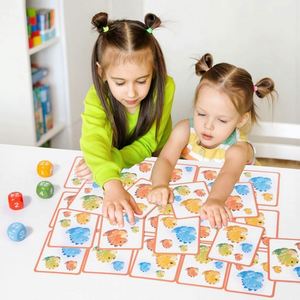 Jeu de cartes de combat de dinosaures pour 2 joueurs, avec dés, pour la recherche de numéros et l'association des couleurs, pour les tout-petits de 5 à 7 ans - Product Image 3