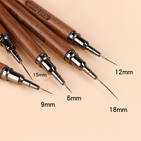 Pinceau liner à manche bois de santal, stylo nail art à double tête ultra-fin à pointe aiguille pour dessin floral, stylo gel UV à long manche, pinceaux assortis
