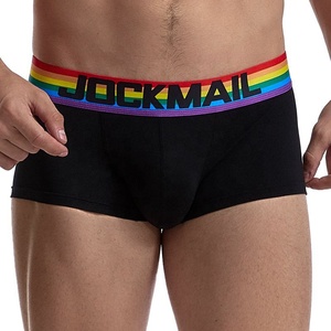 Ropa interior de hombre de arcoíris con logotipo tejido personalizado de fábrica, calzoncillos cortos clásicos cómodos de algodón puro, ropa interior para hombre - Product Image 1