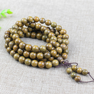 ไม้จันทน์สีเขียวธรรมชาติ 10 มม. ลูกปัดกลม 108 เม็ดสร้อยข้อมือลูกปัดสวดมนต์ของชาวพุทธสไตล์จีนแบบดั้งเดิมเครื่องประดับสำหรับทุกเพศ - Product Image 3