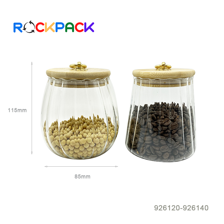 650ml 750ml Luxury Glass Food Candy Storage Jars With Wood Lid