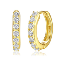 Boucles d'oreilles Dan Jewelry pour femme, créoles Huggie à 7 pierres serties en griffes, en argent sterling 925 avec zircon cubique 5A