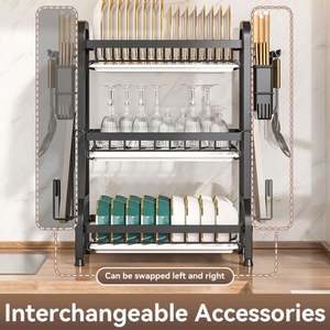 Estante de Cocina Multifuncional de Metal, Escurridor de Platos de Acero al Carbono, Organizador de Cubiertos y Palillos para Encimera - Product Image 3