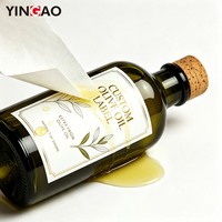 Étiquettes personnalisées pour bouteilles d'huile d'olive, autocollants en vinyle imperméables et résistants à l'huile, rouleaux avec estampage doré, taille personnalisée, qualité alimentaire