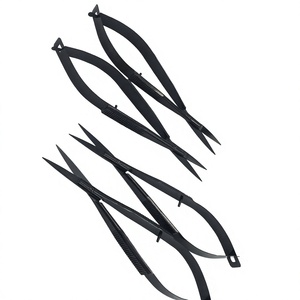 Nouvel arrivage : Ciseaux de beauté à ressort, à lame droite en acier inoxydable, pointe affûtée, couleur plasma noir - Product Image 3