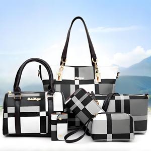 Set di Sei Borse Coordinate Classiche per Trasporto a Tracolla <span class=keywords><strong>o</strong></span> a Spalla, Borse alla Moda e Versatili, Borsa di Lusso per Signore - Product Image 1