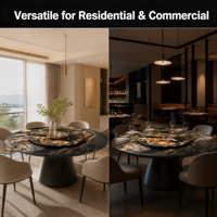 Preis für Esstische aus Cosmic Gold Marmor |   Moderne Luxus-Naturstein-Rundtische mit Drehbarem Lazy Susan für Villa und Hotel