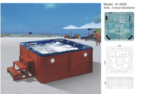 Baignoire de massage en acrylique pour 2 personnes Bain à remous extérieur Hôtel Bain de luxe Bain autoportant Hydromassage