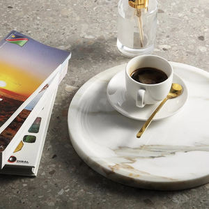 Plateau de service en marbre tavertine poli de luxe naturel étanche avec surface aiguisée pour bijoux décoratifs de fruits alimentaires pour la maison - Product Image 6