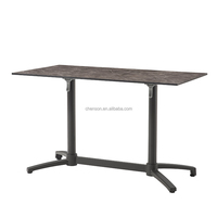 Table de salle à manger d'extérieur en aluminium avec plateau en HPL, design pliable, résistant aux UV et à l'eau, pour hôtel et villa