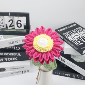 Bellissimo fiore artificiale per l'arredamento della casa e idee regalo di laurea grande doppio strato girasole all'uncinetto con semi - Product Image 6