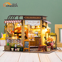 Hongda M2422 Julia Bakery miniature maison de poupée bricolage poupée maison en bois kit de maison de poupée fait main avec lumière