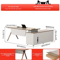 Ensemble de bureau de direction de luxe 2,0 m, table de patron moderne en bois avec armoire de classement et chaise ergonomique, mobilier modulaire