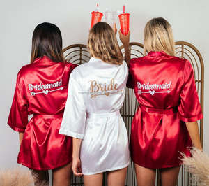 Donne matrimonio di lusso <span class=keywords><strong>sposa</strong></span> damigella d'onore festa in raso in Chiffon accappatoio scialle collo Kimono accappatoio - Product Image 5