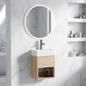 Nuevo proceso, unidades de gabinete de tocador impermeables colgadas en la pared, tocadores de <span class=keywords><strong>baño</strong></span> flotantes de tamaño pequeño con <span class=keywords><strong>lavabo</strong></span> - Product Image 4