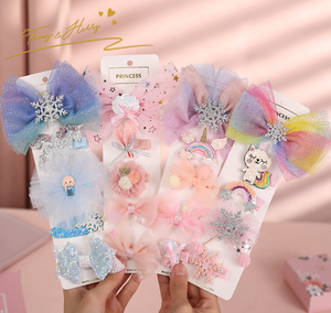 <span class=keywords><strong>Tracy</strong></span> & Herry-Pinza para el pelo de gasa de nieve dulce y encantadora para niña, accesorios para el cabello con lazo azul y borde de princesa para nieve - Product Image 2