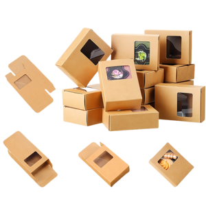 Boîte cadeau en papier personnalisée, emballage en carton kraft recyclé, boîte cadeau pliable avec fenêtre, boîte en papier alimentaire - Product Image 3