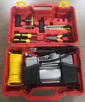 Compresseur d'air portable haute qualité pour pneus de voiture avec étui, double cylindre, 12V DC, robuste, avec moniteur de pression des pneus, en aluminium
