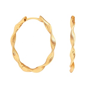 Gemnel hellenistic stGemenl Modeschmuck zarte Wasserwelle Silber Rippen Twist extra große Creolen - Product Image 1
