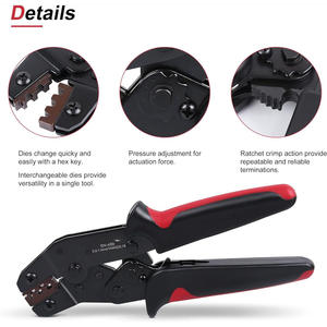 Pinza de crimpado de trinquete Sn-48B 0.5-1.5mm AWG22-16 para cables de acero, entrada frontal, grado industrial - Product Image 5