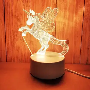 생일 축하 3D LED 아크릴 램프 야간 조명 테이블 선물 유니콘 밤 Led 조명 아이들을위한 소년 소녀 파티 가정 용품