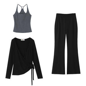 แฮปปี้ พลัส กางเกงขาบานเอวยางยืดสีดำกางเกงลำลองผู้หญิงไซส์ใหญ่ N9242 ระบายอากาศได้ดีสีทึบ - Product Image 4