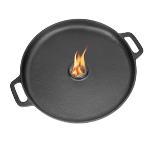 Plancha de Hierro Fundido Resistente para Asar, Redonda, con Asas Dobles, para Acampar al Aire Libre y Cocinar a la Parrilla - Product Image 1