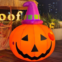 Sombrero de Bruja de Calabaza Inflable Gigante con LED, Personalizado, Directo de Fábrica, Resistente al Agua, Duradero, Fácil de Instalar, para Fiestas en Exteriores y Jardines