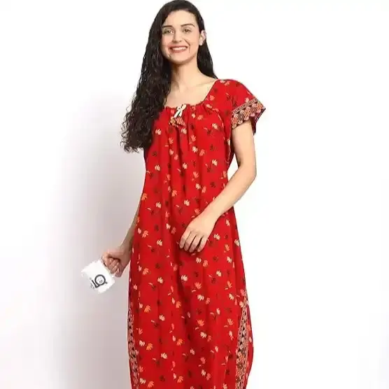 インドの輸出業者から卸売価格で入手可能な夏服ロングルーズパジャマ服レディースマキシドレス