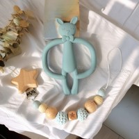 Lot de 2 attaches-sucettes en silicone pour bébés nouveau-nés, avec jouets de dentition animaux (éléphant, lapin) – Cadeau idéal – Meilleures ventes